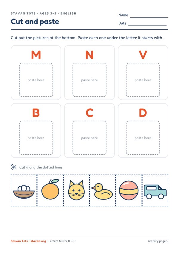 Preview of the Cut and paste: beginning sounds worksheet
