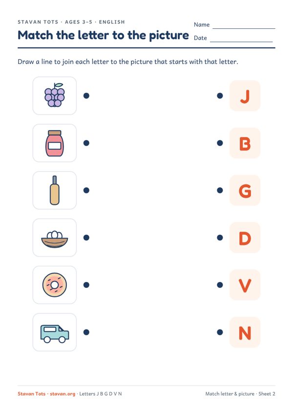 Preview of the Match the letter to the picture – sheet 2 worksheet