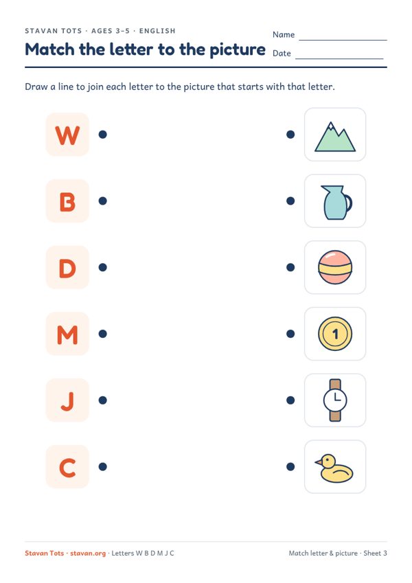 Preview of the Match the letter to the picture – sheet 3 worksheet