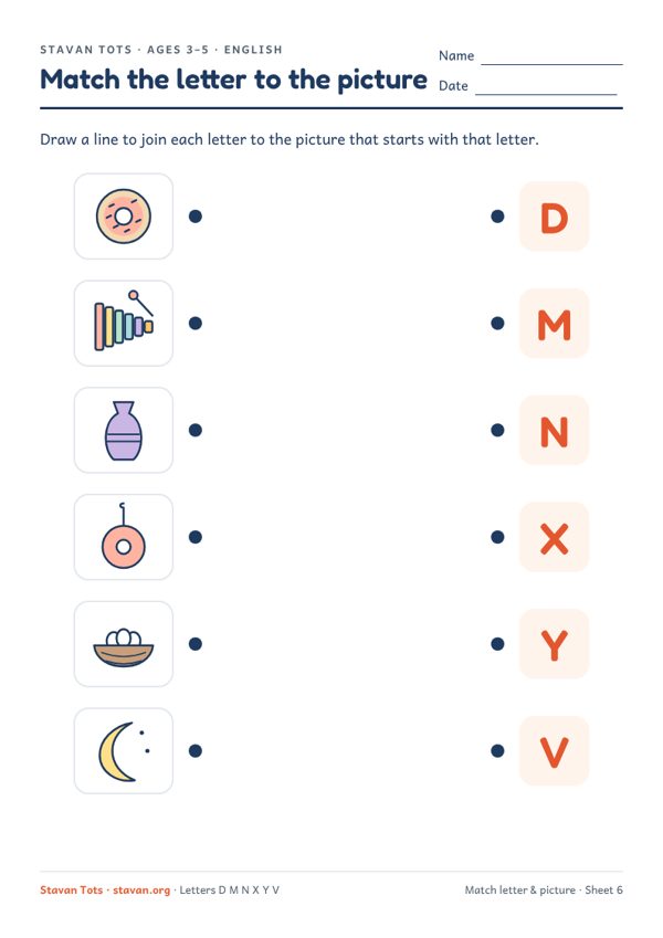 Preview of the Match the letter to the picture – sheet 6 worksheet