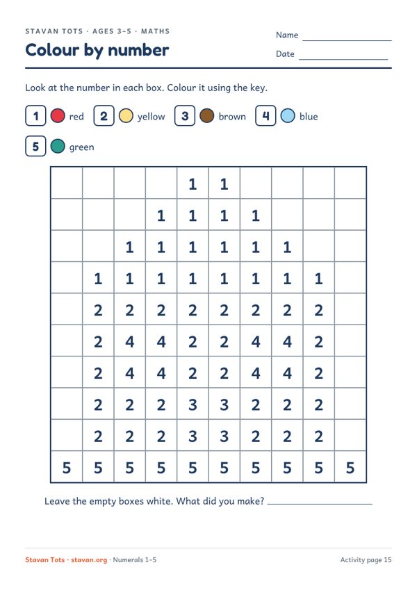 Preview of the Colour by number: house worksheet