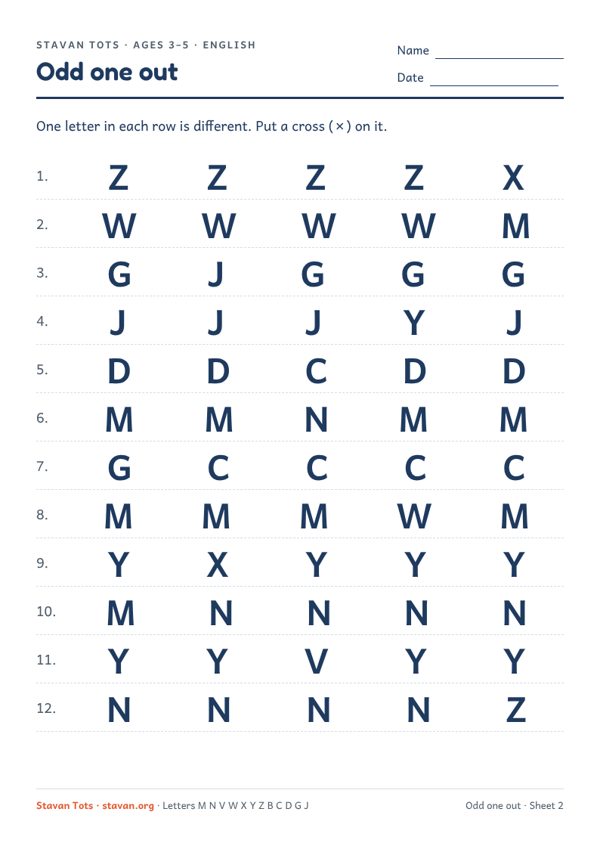 Preview of the Odd one out – sheet 2 worksheet