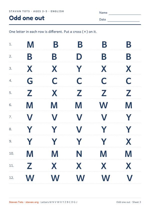 Preview of the Odd one out – sheet 3 worksheet