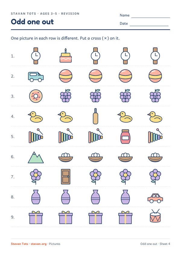 Preview of the Odd one out – sheet 4 worksheet