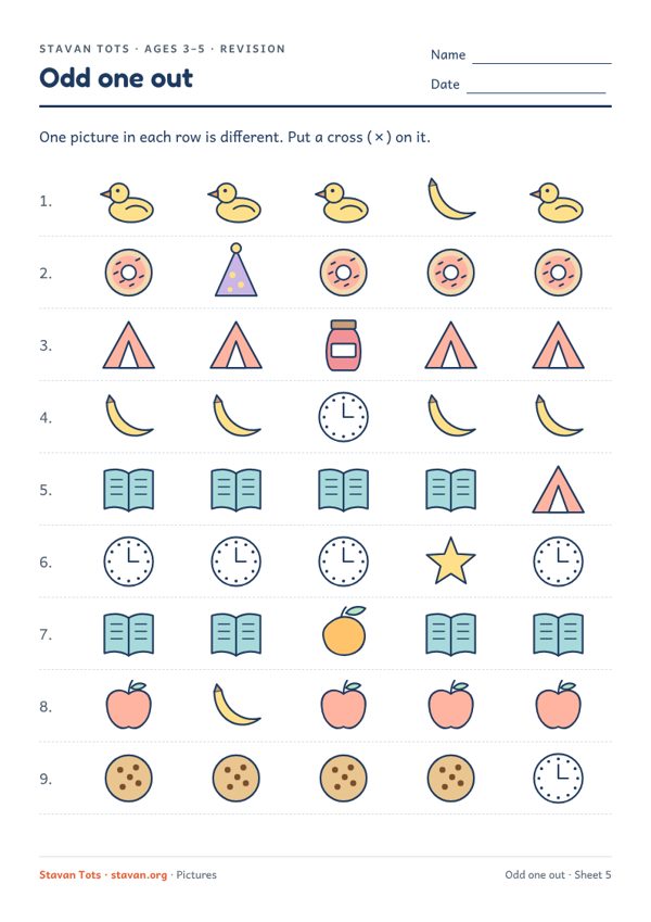 Preview of the Odd one out – sheet 5 worksheet