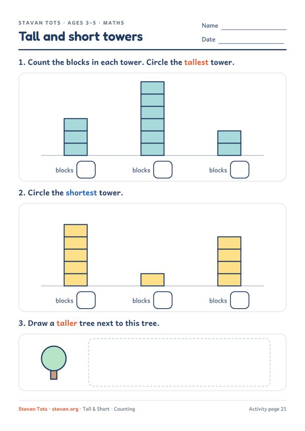 Preview of the Tall and short towers worksheet