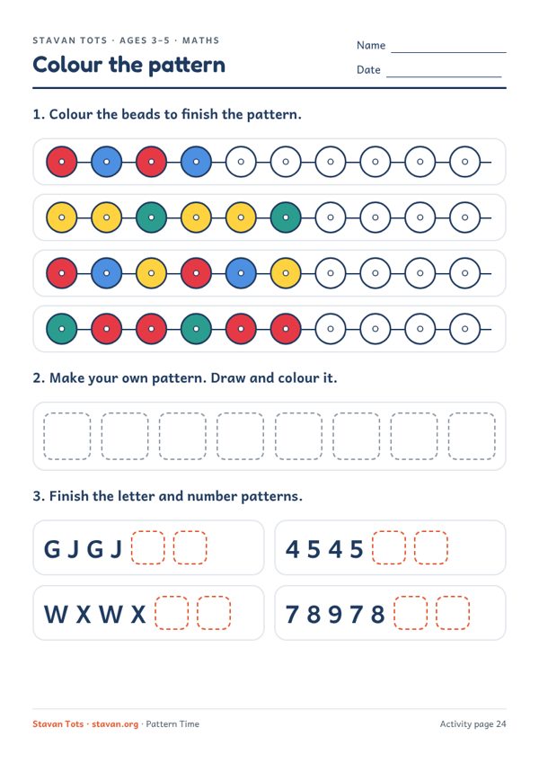 Preview of the Colour the pattern worksheet