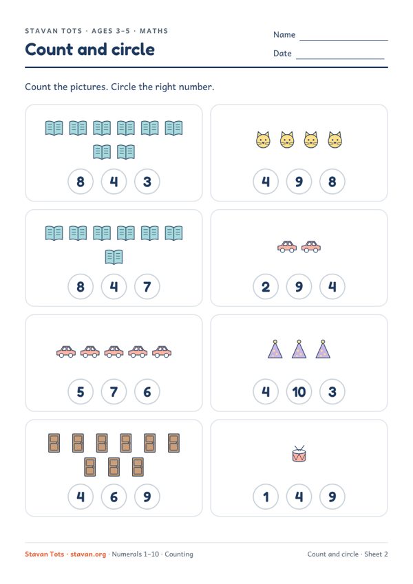 Preview of the Count and circle – sheet 2 worksheet