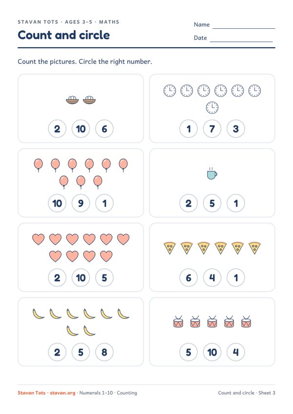 Preview of the Count and circle – sheet 3 worksheet