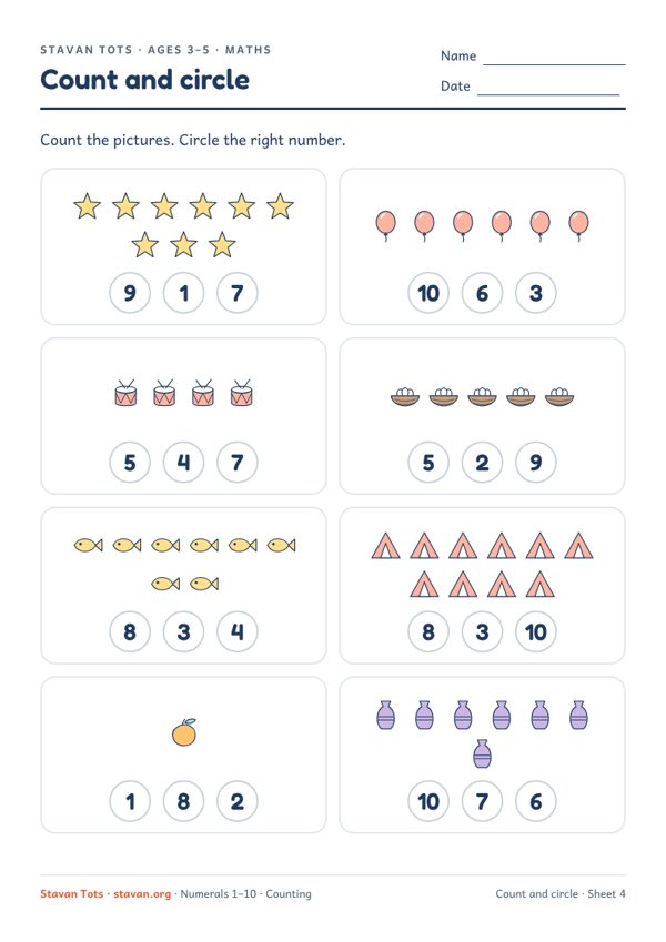 Preview of the Count and circle – sheet 4 worksheet