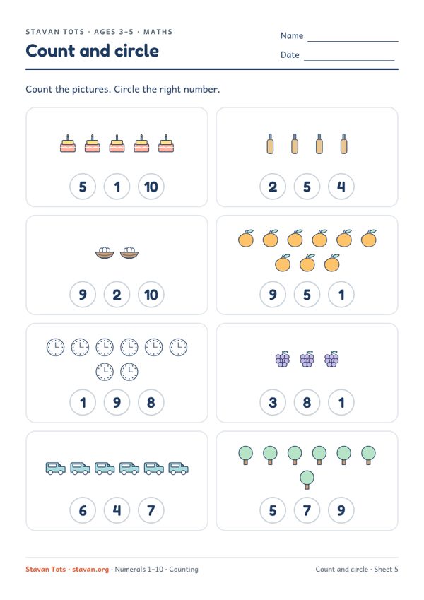 Preview of the Count and circle – sheet 5 worksheet