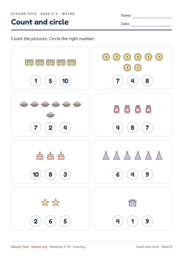 Preview of the Count and circle – sheet 6 worksheet