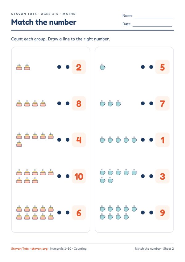 Preview of the Match the number – sheet 2 worksheet
