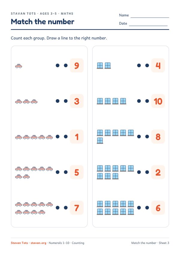 Preview of the Match the number – sheet 3 worksheet