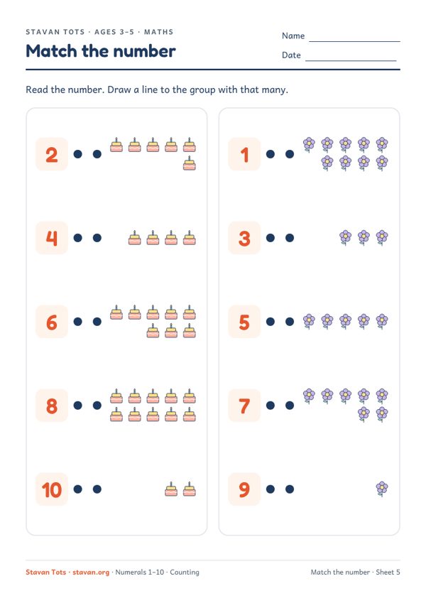 Preview of the Match the number – sheet 5 worksheet