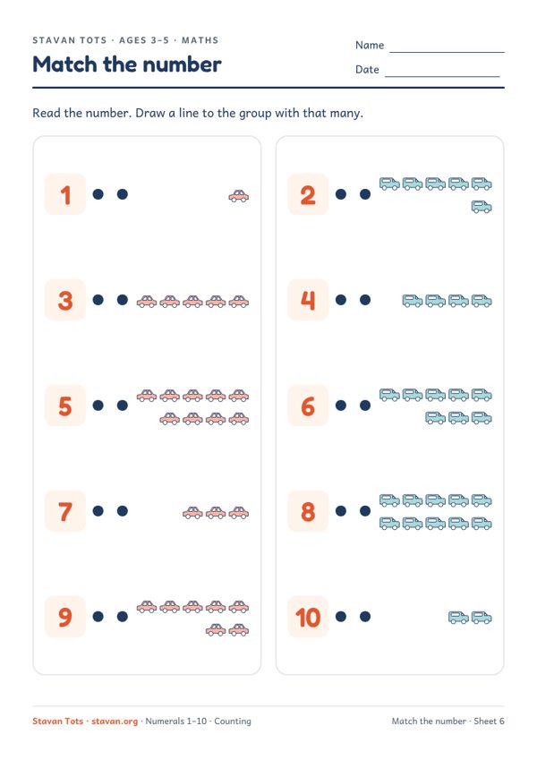 Preview of the Match the number – sheet 6 worksheet