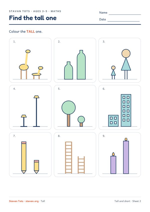 Preview of the Tall and short – sheet 2 worksheet