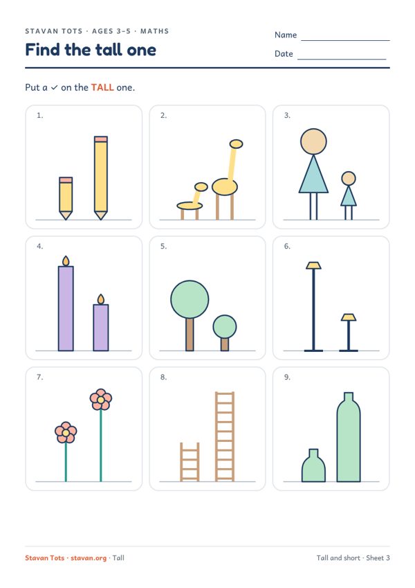 Preview of the Tall and short – sheet 3 worksheet