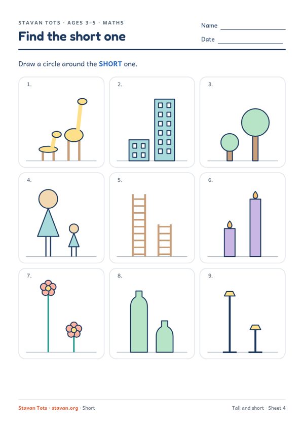 Preview of the Tall and short – sheet 4 worksheet