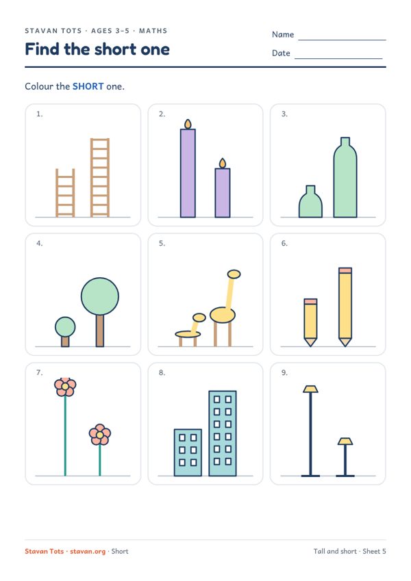 Preview of the Tall and short – sheet 5 worksheet