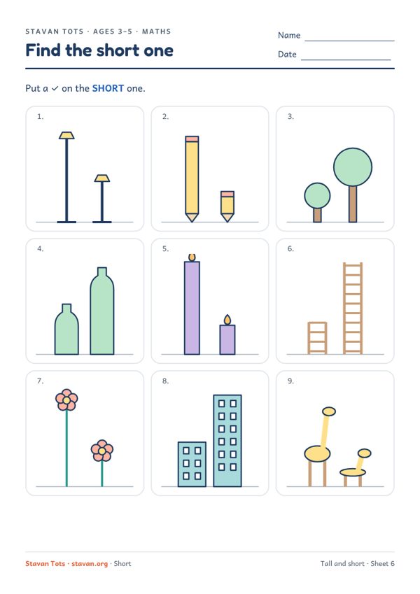 Preview of the Tall and short – sheet 6 worksheet