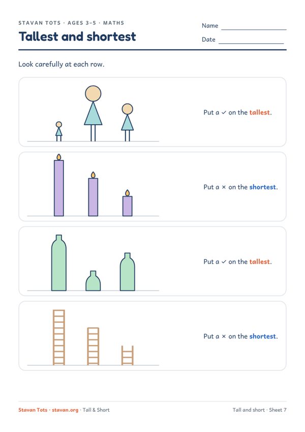 Preview of the Tall and short – sheet 7 worksheet