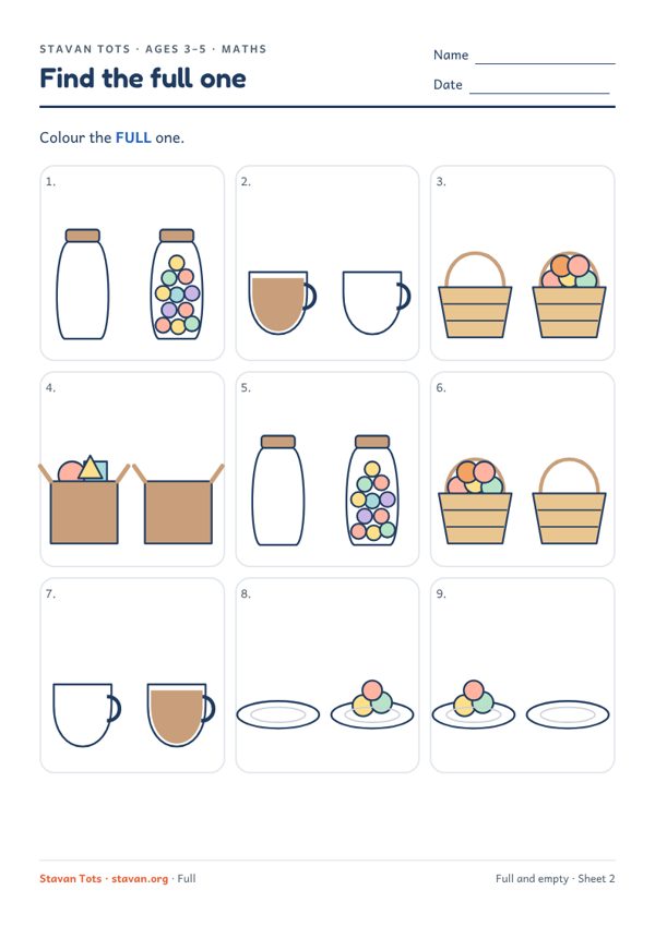 Preview of the Full and empty – sheet 2 worksheet
