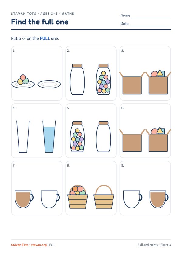 Preview of the Full and empty – sheet 3 worksheet