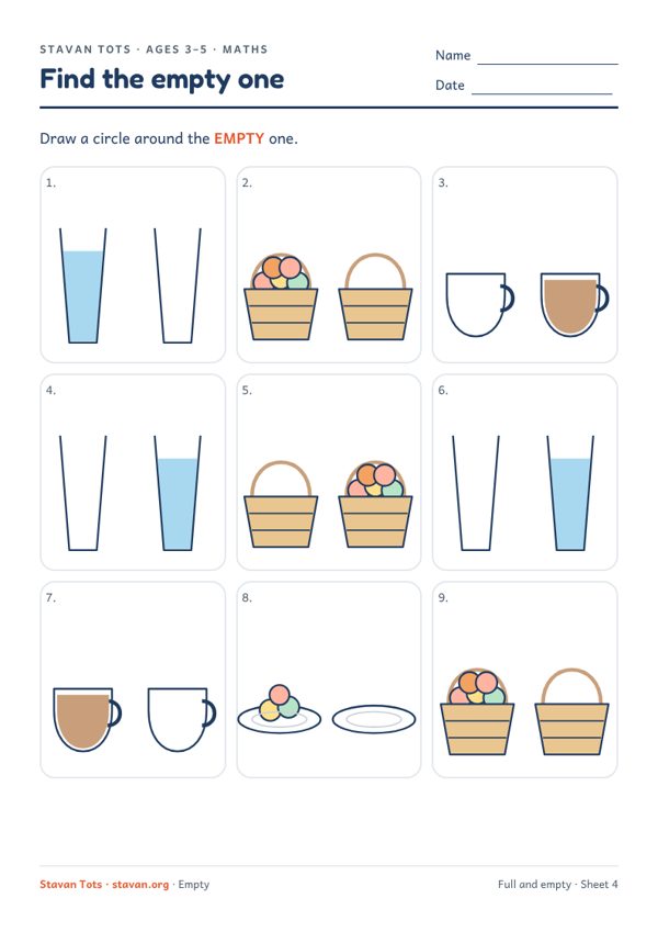 Preview of the Full and empty – sheet 4 worksheet