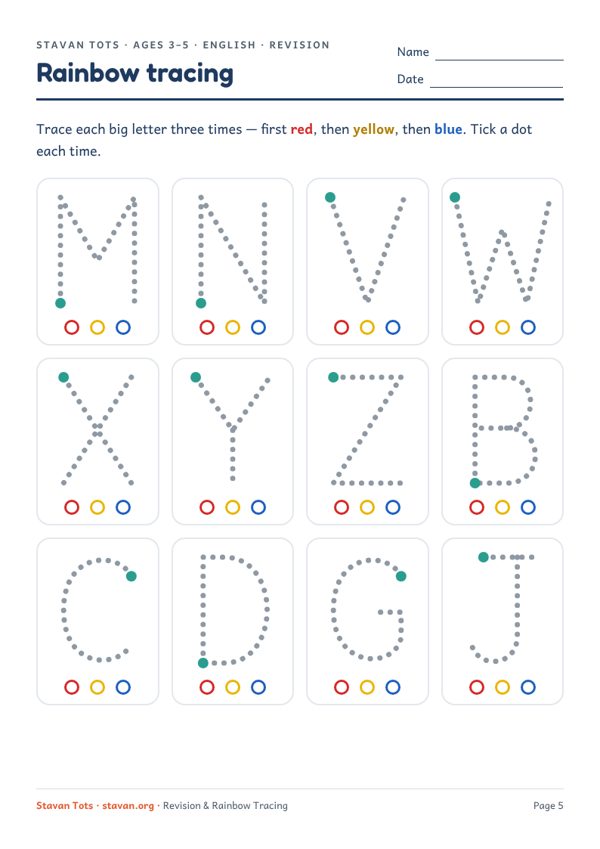 Preview of the Rainbow tracing: letter revision worksheet