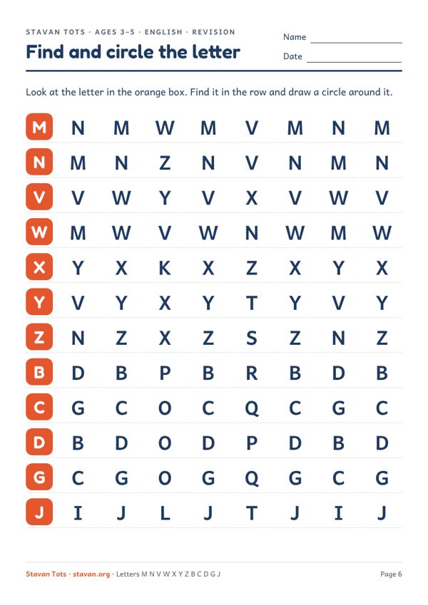 Preview of the Find and circle the letter worksheet