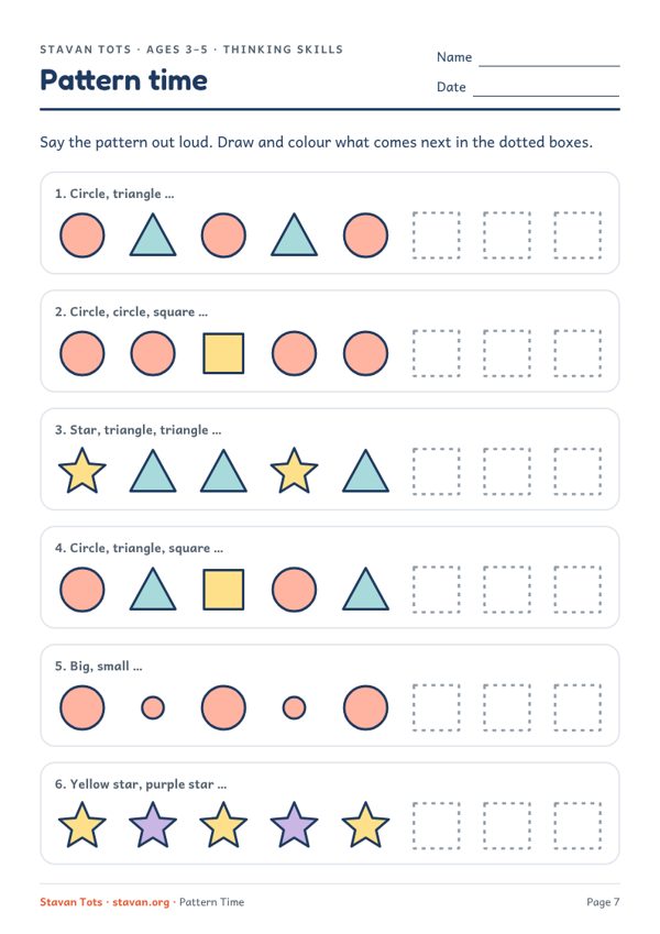 Preview of the Pattern time: what comes next? worksheet